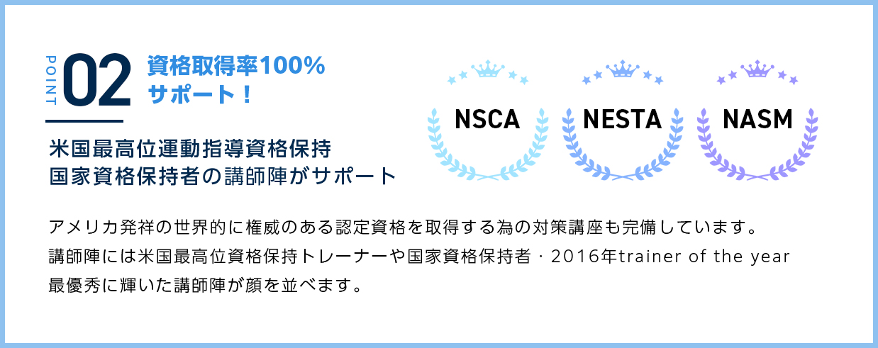 資格取得率100％サポート！